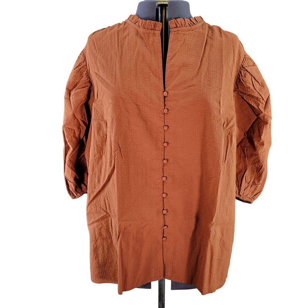 A New Day Split Neck Button Down Blouse Sz 2X